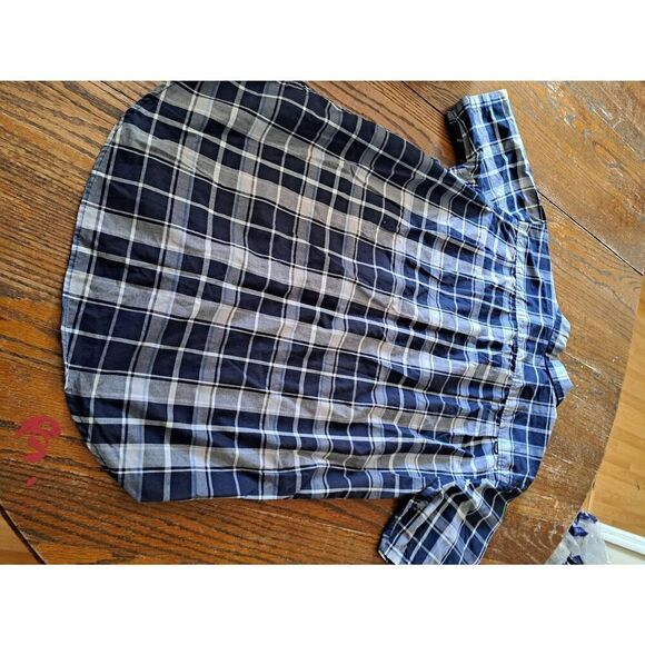 Large Hurley Short Sleeve Button Front Blue White Plaid Shirt with Pocket - Picture 3 of 3